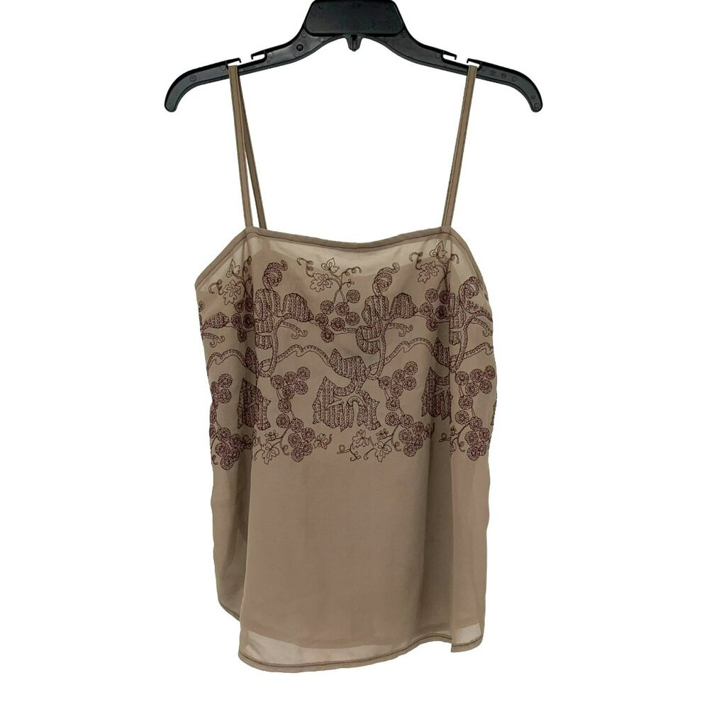 Vtg Sheer The Strawberry Plant by Dorothy Schoelen Embroidered Brown Top Y2K